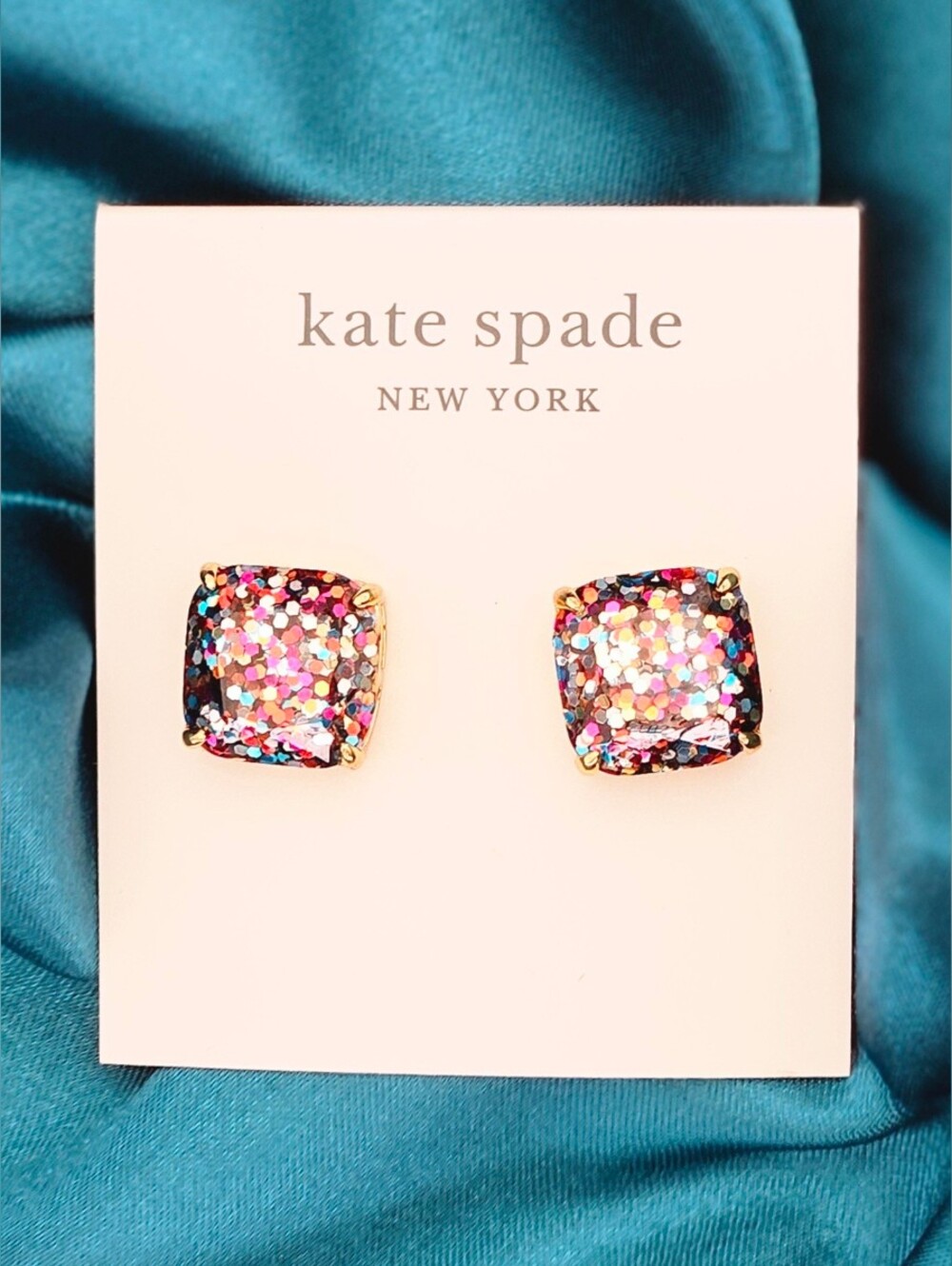 Kate Spade Multi Gold Tone Glitter Stud Earrings Rainbow Valentine's Day Gifts